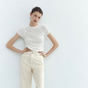 ZARA ● Pointelle Knit Top